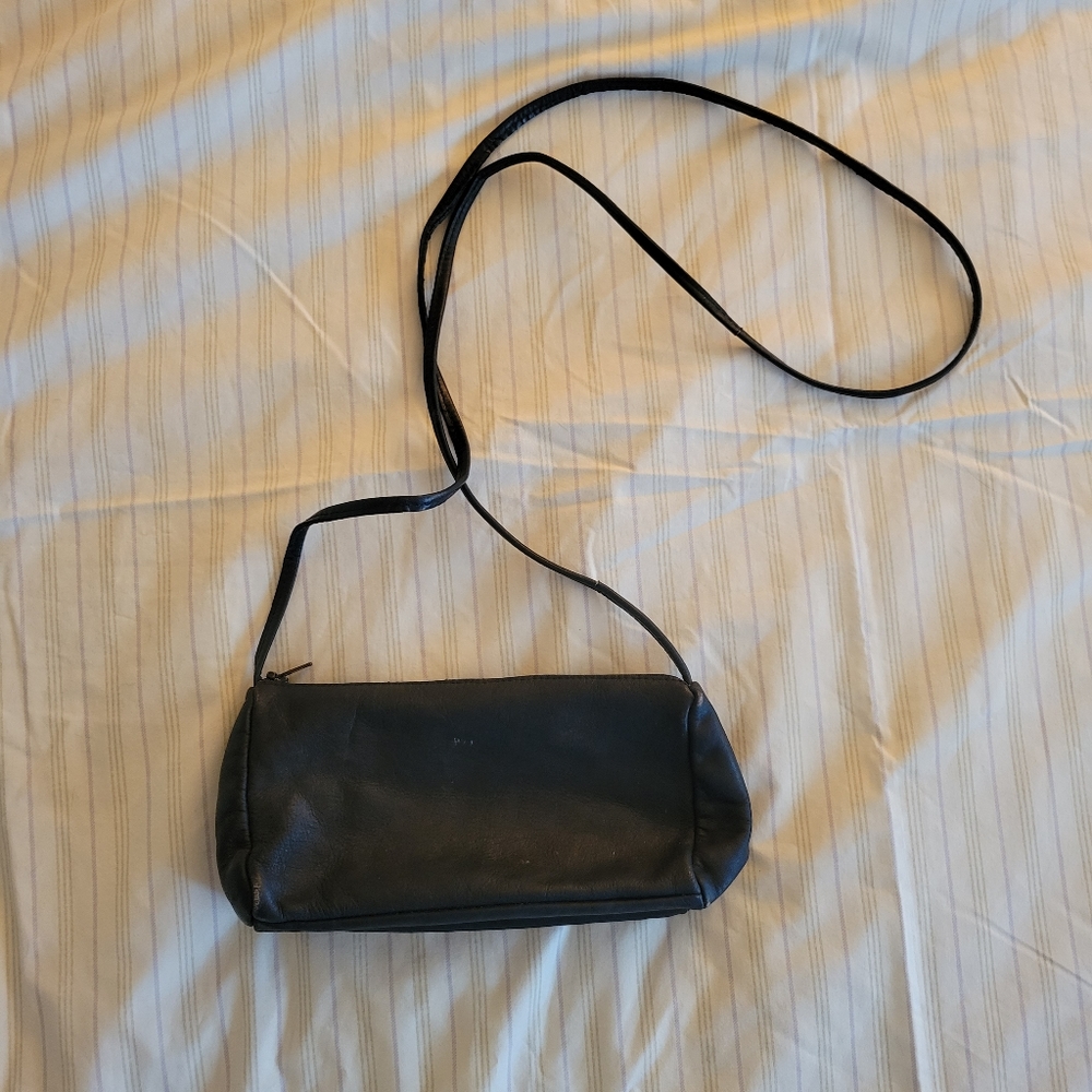 Black Leather Small Purse One Compartment